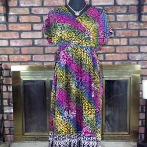 Vibrant Floral Print Midi Dress